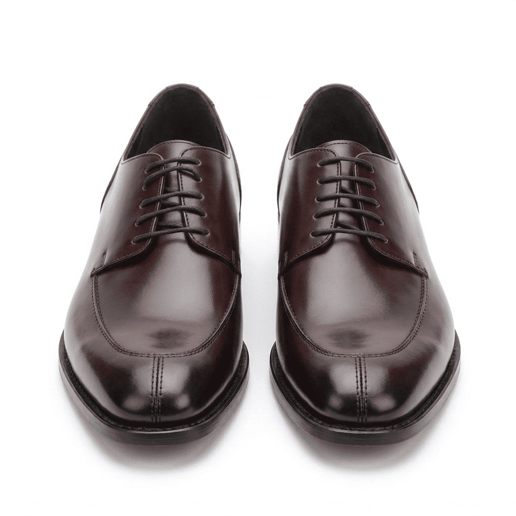 Front View of dark brown leather Oxford shoes for men
