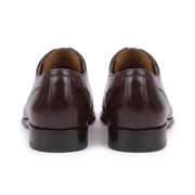 Rear view of dark brown leather Oxford shoes for men