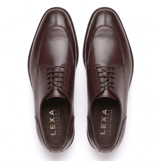 Premium Burgundy Leather Apron Toe Derby Shoes