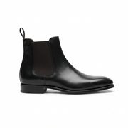 Black leather Chelsea boot side profile