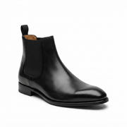 Black leather Chelsea boot side view