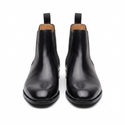 Pair of black leather Chelsea boots front and rear view