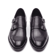 Purple Patina Double Monk Strap Leather Shoes