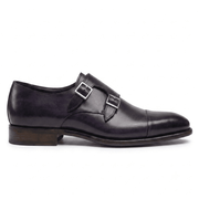 Purple Patina Double Monk Strap Leather Shoes