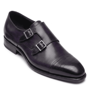 Purple Patina Double Monk Strap Leather Shoes