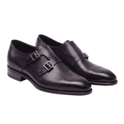 Purple Patina Double Monk Strap Leather Shoes