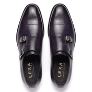 Purple Patina Double Monk Strap Leather Shoes