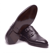 Purple Patina Double Monk Strap Leather Shoes