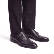 Purple Patina Double Monk Strap Leather Shoes