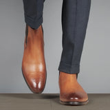Premium men’s light tan leather Chelsea boots – slip-on ankle boot design