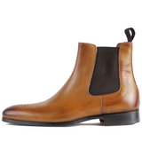 Men’s light tan brogue Chelsea boots crafted from premium leather – Stirling collection
