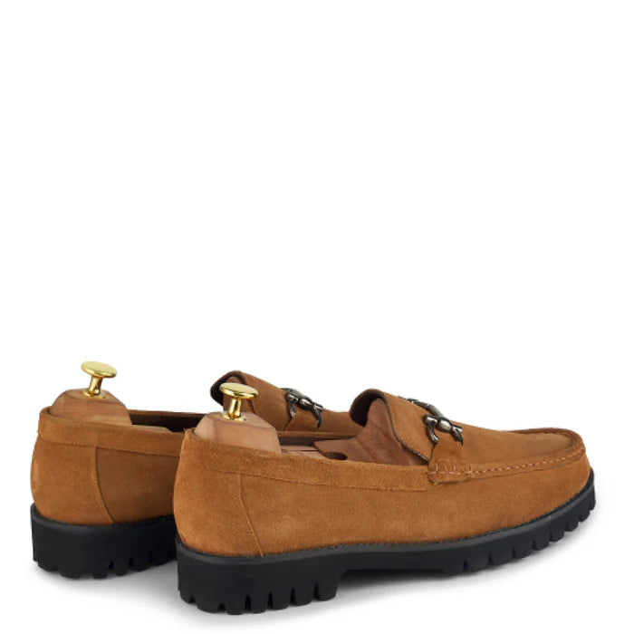 Suede Leather With Horse-bit Buckled Loafers