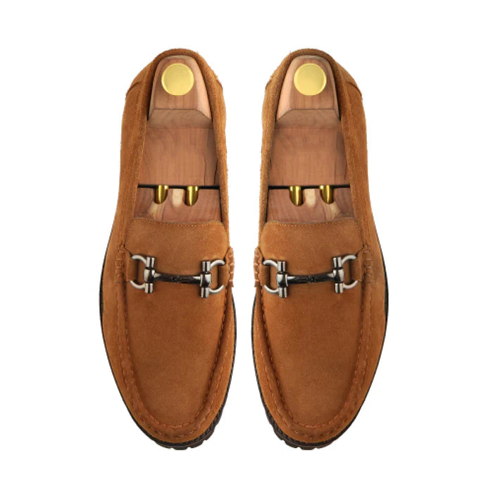 Suede Leather With Horse-bit Buckled Loafers