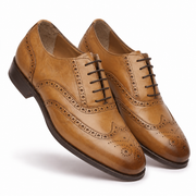 Tan Brogue Oxford Shoes for Men – Premium Wingtip