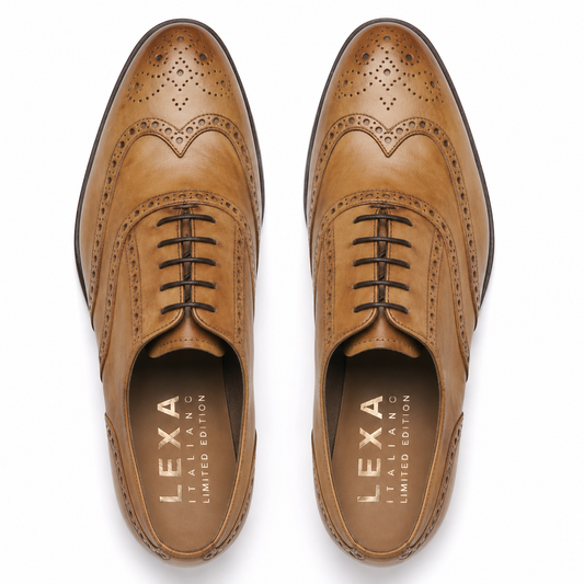 Tan Brogue Oxford Shoes for Men – Premium Wingtip