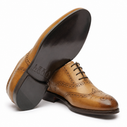 Tan Brogue Oxford Shoes for Men – Premium Wingtip