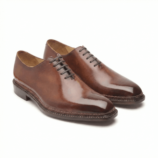 Tan Brown Leather Oxford Shoes for Men
