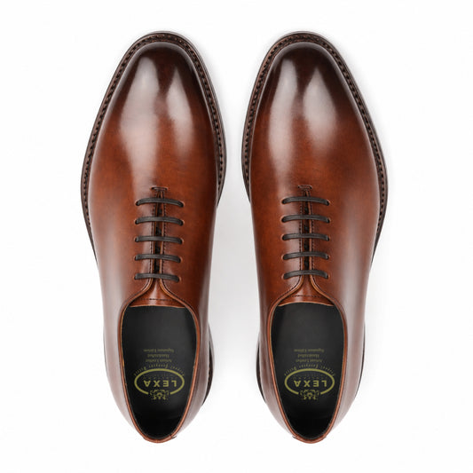Tan Brown Leather Oxford Shoes for Men