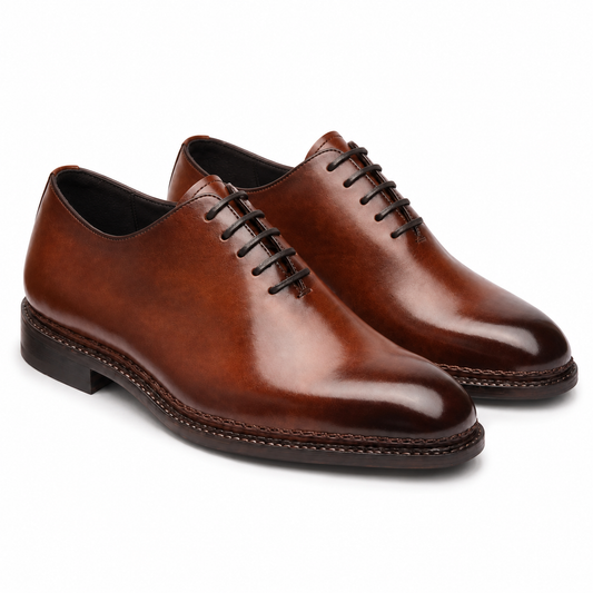 Tan Brown Leather Oxford Shoes for Men
