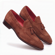 Tan Brown Leather Tassel Loafers for Men