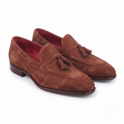 Tan Brown Leather Tassel Loafers for Men
