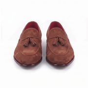 Tan Brown Leather Tassel Loafers for Men