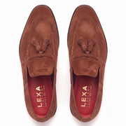 Tan Brown Leather Tassel Loafers for Men