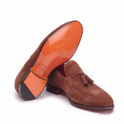 Tan Brown Leather Tassel Loafers for Men