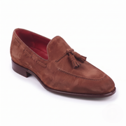 Tan Brown Leather Tassel Loafers for Men
