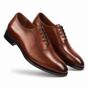 Tan Cap-Toe Oxford Shoes for Men