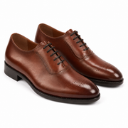 Tan Cap-Toe Oxford Shoes for Men