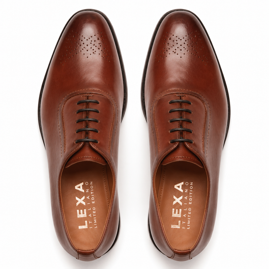 Tan Cap-Toe Oxford Shoes for Men