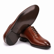 Tan Cap-Toe Oxford Shoes for Men