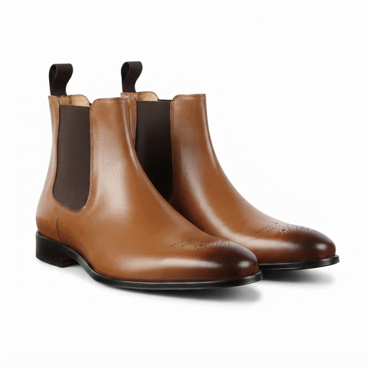 Tan Leather Chelsea Boots for Men