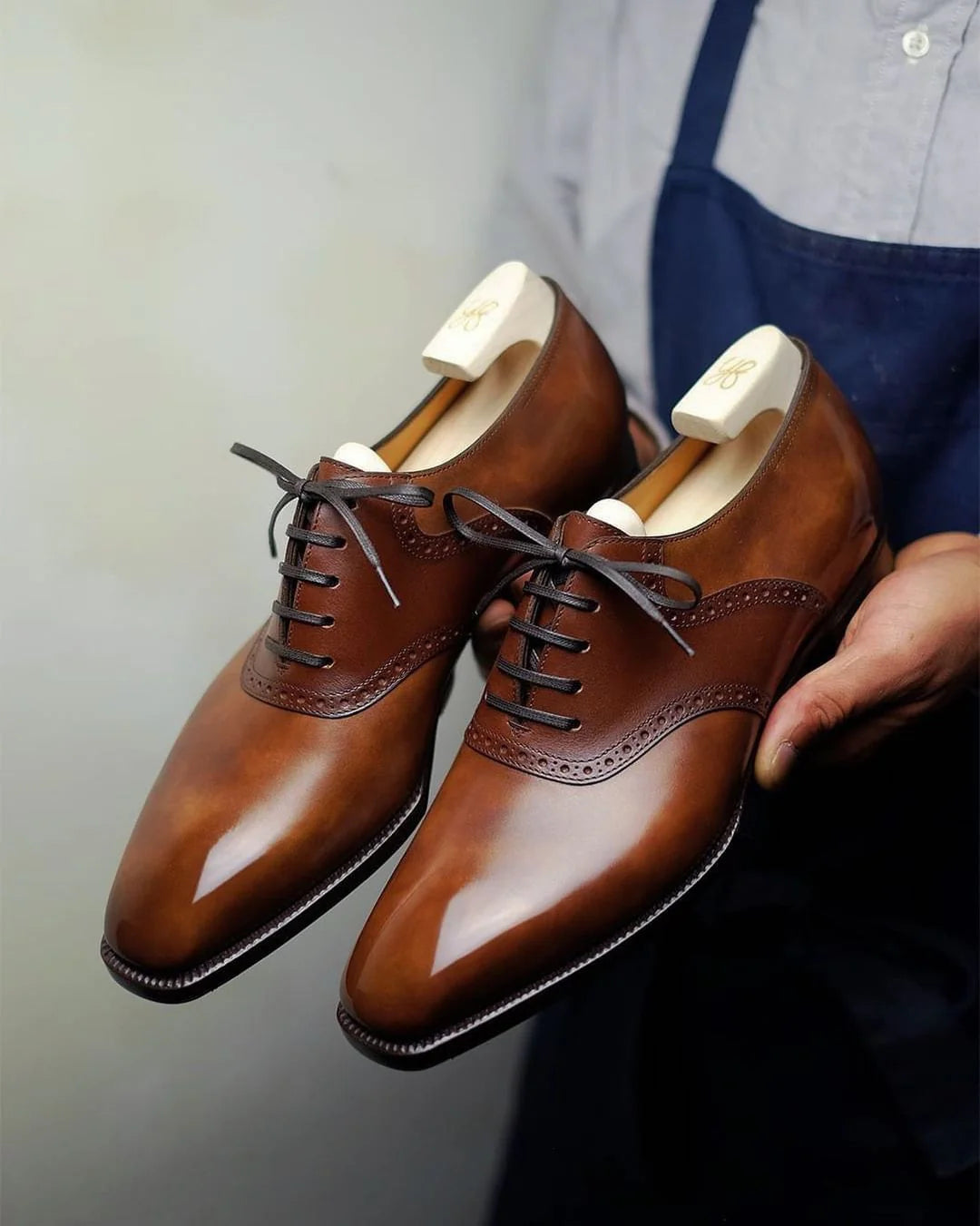 Tan Leather Elowen Brogue Oxfords - Formal Shoes - SS23