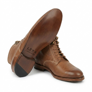 Tan Leather Lace-Up Ankle Boots for Men