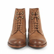 Tan Leather Lace-Up Ankle Boots for Men