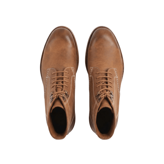 Tan Leather Lace-Up Ankle Boots for Men