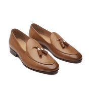 Tan Leather Tassel Loafers for Men