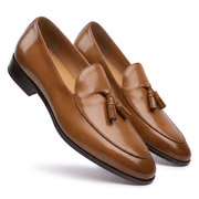 Tan Leather Tassel Loafers for Men