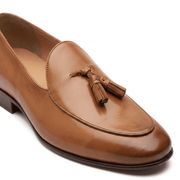 Tan Leather Tassel Loafers for Men