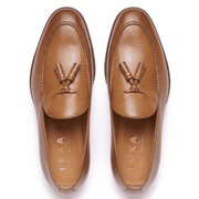 Tan Leather Tassel Loafers for Men