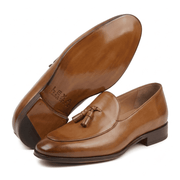 Tan Leather Tassel Loafers for Men