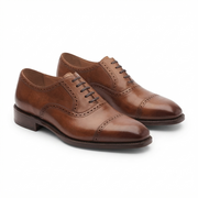 Tan Quarter Brogue Oxford Shoes for Men