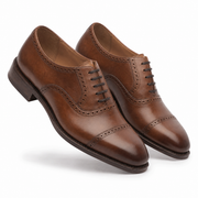 Tan Quarter Brogue Oxford Shoes for Men