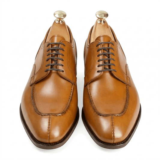 Tan Apron Toe Derby Shoes for Men | Premium Leather