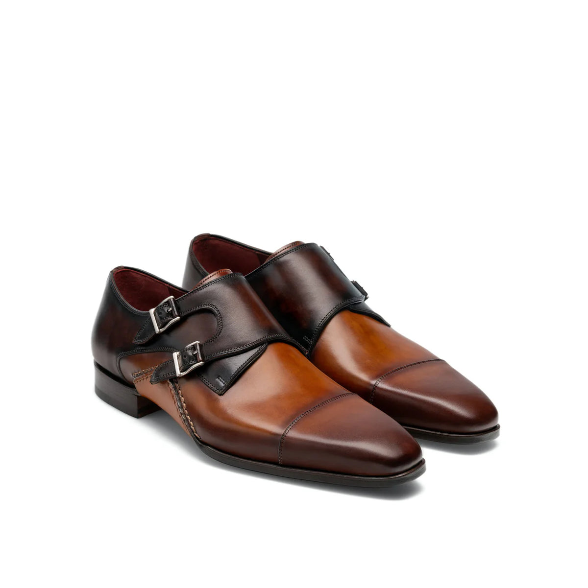 Tan & Brown Leather Cooma Monk Straps Shoes