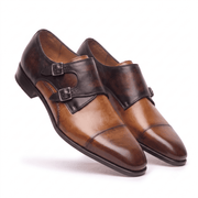 Tan & Dark Brown Dual Tone Monk Strap Shoes