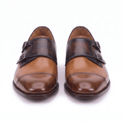 Tan & Dark Brown Dual Tone Monk Strap Shoes