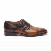 Tan & Dark Brown Dual Tone Monk Strap Shoes